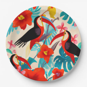 Teller für tropische Toucans-Papierfische