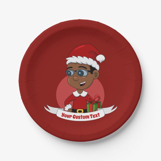 Teller für Weihnachtsjunge Cartoon (Vorderseite)