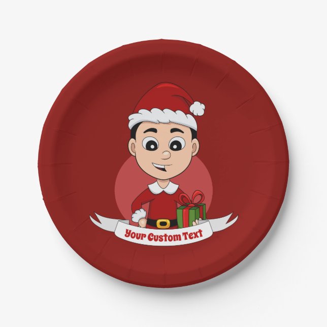 Teller für Weihnachtsjunge Cartoon (Vorderseite)