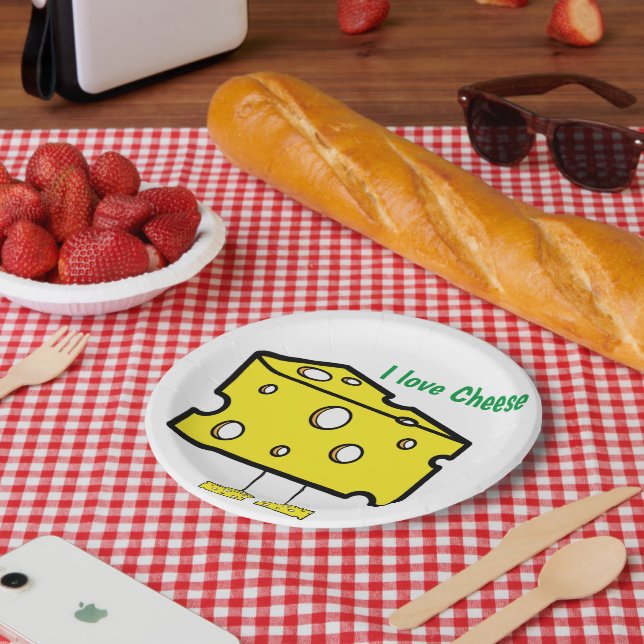 Teller, ich Liebe Käsepapier Teller (Picknick)
