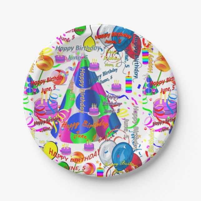 Teller Juni, 5 Geburtstag (Vorderseite)