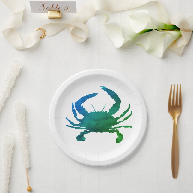 Teller mit blauem Krabbenanstrich (Hochzeit)