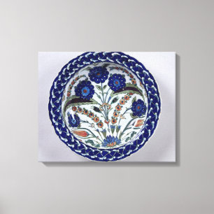Teller mit einer Blumendekoration, Iznik Leinwanddruck