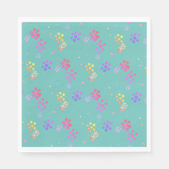 Teller mit farbigen Blumenblättern Serviette (Vorderseite)