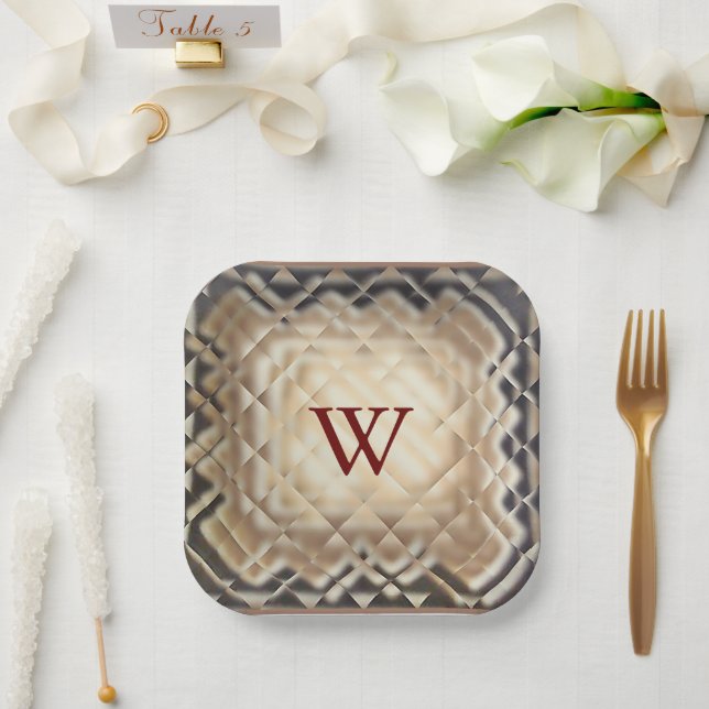 Teller mit quadratischem W-Papier (Hochzeit)