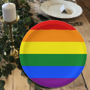 Teller mit Regenbogenflagge, Stolz, Regenbogen/LGB