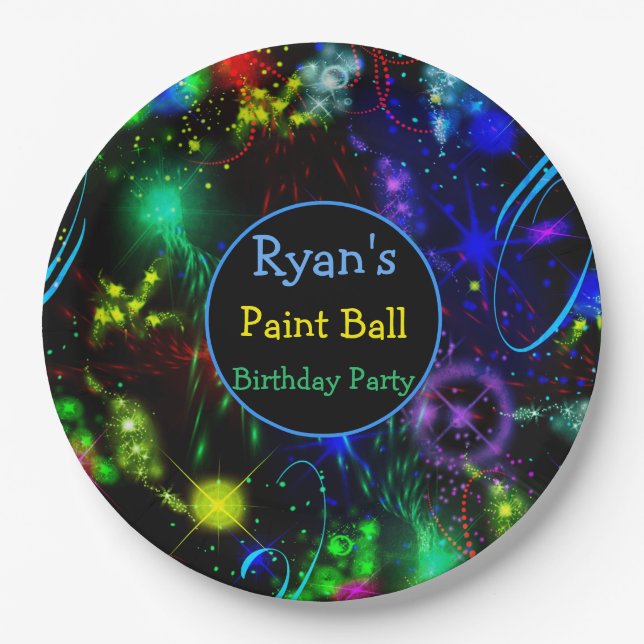 Teller Papier Bright Neon Paint Spritzer Paint Bal (Vorderseite)
