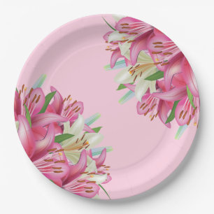 Teller-Pink-Lilien Pappteller