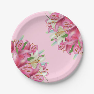 Teller-Pink-Lilien Pappteller