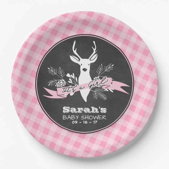 Teller - Pink Woodland Babydusche (Vorderseite)
