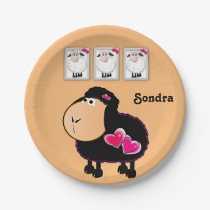 Teller, schaf-rosa Herzen Pappteller