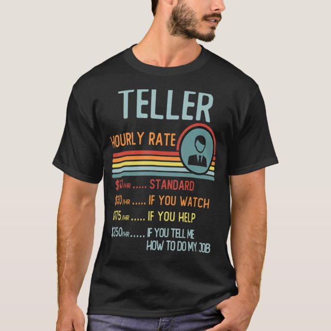 Teller Stundensatz T - Shirt Retro Job Titel (Vorderseite)