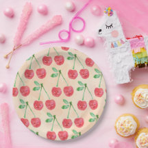 Teller Sweet Red Cherry Delicate Muster