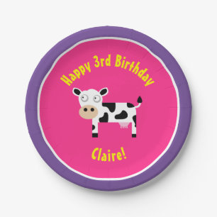 Teller von Kuhpapier Geburtstag von Tieren
