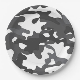 Teller von White and Gray Camouflage Paper