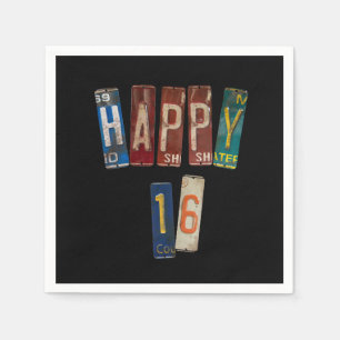 Teller zum 16. Geburtstag Serviette