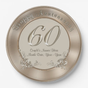 Teller zum 60. Hochzeitstag mit NAMES, DATUM