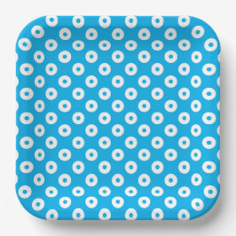 Teller zum einfachen blau-weißen Polka-Dots-Papier