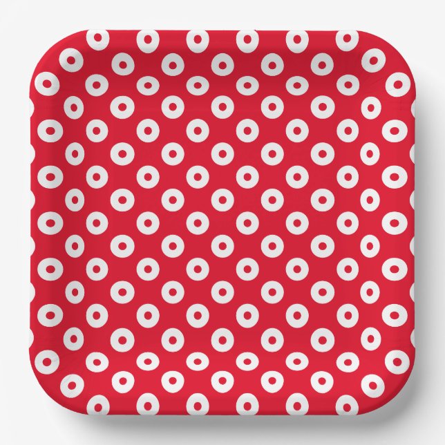 Teller zum einfachen Rot-Weiß-Polka-Dots-Papier (Vorderseite)