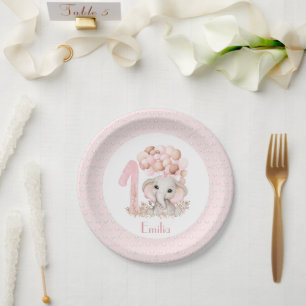 Teller zum ersten Geburtstag der Girl Elephant Pin