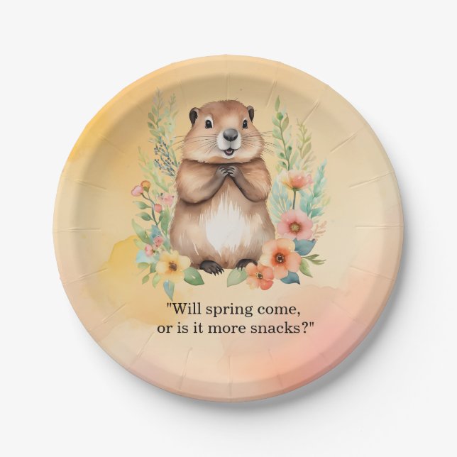 Teller zum Tagesthema "Groundhog" (Vorderseite)