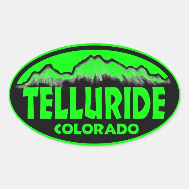 Telluride Colorado, grüne ovale Aufkleber (Vorderseite)