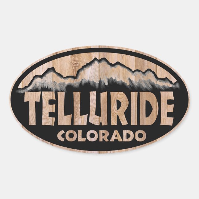 Telluride Colorado Holzschild ovale Aufkleber (Vorderseite)