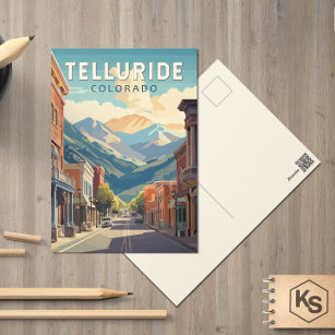 Telluride Colorado Kunstvoll wandern Vintag Postkarte