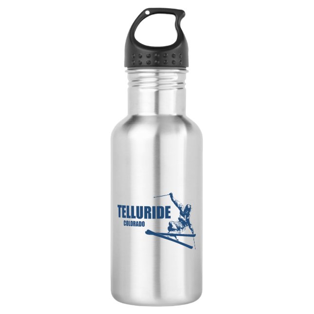 Telluride Colorado Skier Edelstahlflasche (Vorderseite)