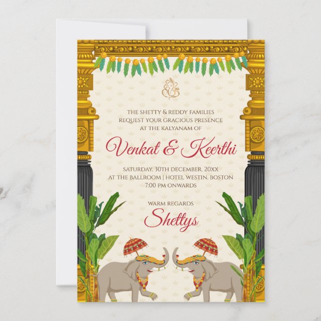 Telugu Wedding Einladungen Südindische Hochzeit (Vorderseite)
