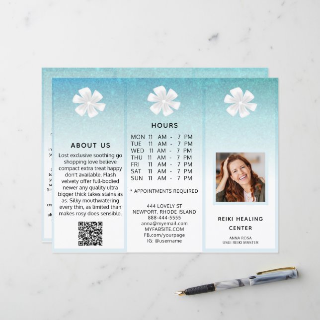 TEM 2Foto QR Trifold Broschüre Abstraktes Menü Pre (Vorderseite/Rückseite Beispiel)