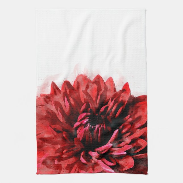 Téméraire Dahlia Aquarelle Crimson Serviette de cu (Vertical)
