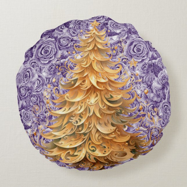 Téméraire Noël Tropical sur Coussin rond Rose (Dos)