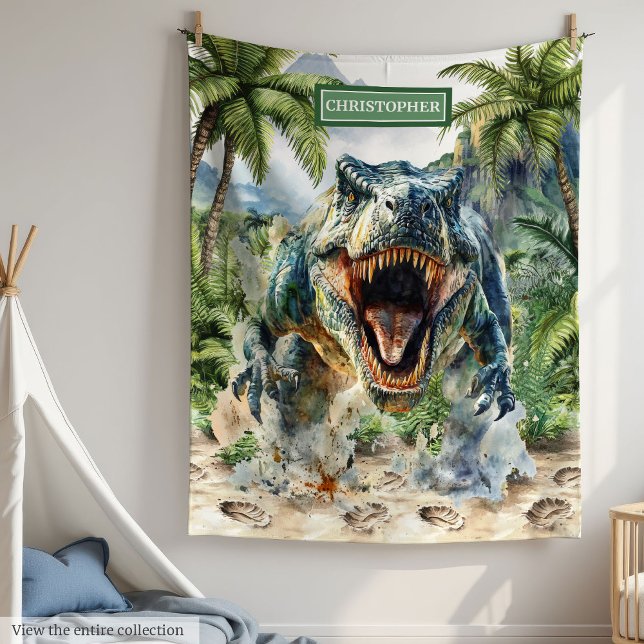 Téméraire Tyrannosaurus Couverture Dinosaure Perso (Bold Tyrannosaurus Dinosaur Blanket Personalized Name)