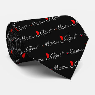 Témoin Mariage Noir et Blanc Cœur Rouge Cravate
