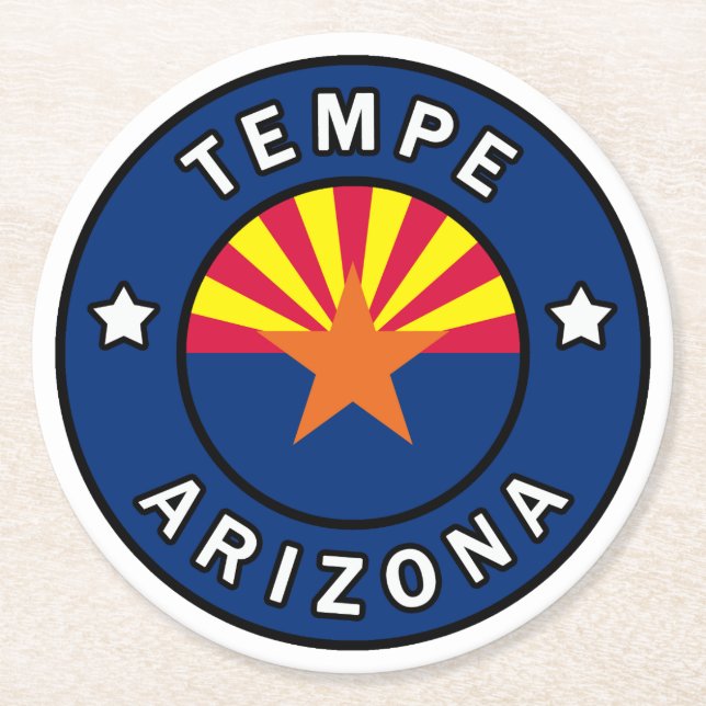 Tempe Arizona Runder Pappuntersetzer (Vorderseite)