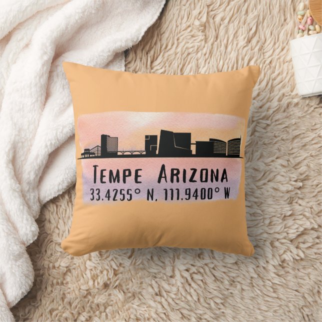 Tempe AZ City Skyline Latitude und Länge Kissen (Decke)