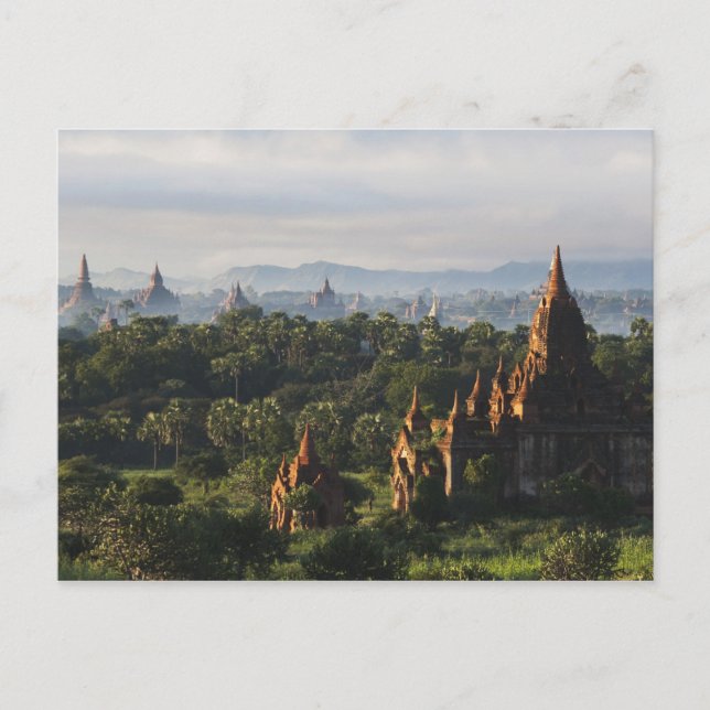 Tempel bei Sonnenaufgang, Bagan, Myanmar Postkarte (Vorderseite)
