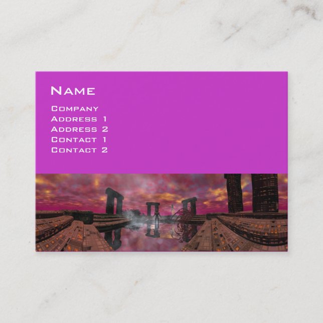 TEMPEL DES WASSERS , Lila Fuchsia Visitenkarte (Vorderseite)