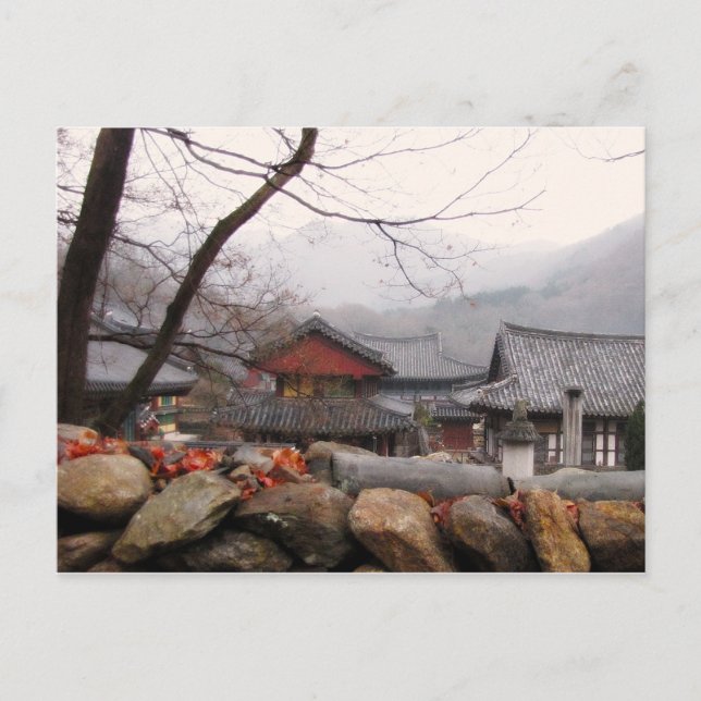 Tempel im ländlichen Südkorea, Herbst Postkarte (Vorderseite)