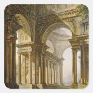 Tempel in den Ruinen Quadratischer Aufkleber
