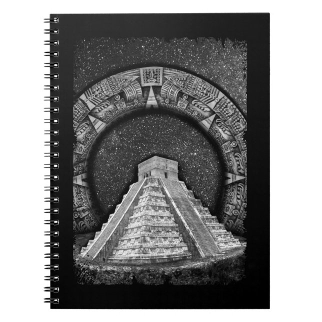 Tempel Kukulcán Mayan Pyramids Aztec Kalender Notizblock (Vorderseite)