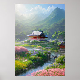Tempel und wunderschöne Natur Poster