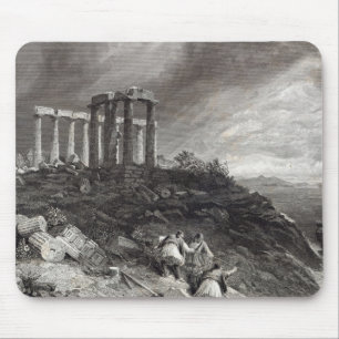 Tempel von Minerva Sunium, graviert von J. Saddler Mousepad
