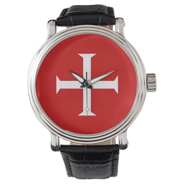 Tempelritter Rot Kreuz Malta teutonische Hospiall Armbanduhr (Vorderseite)