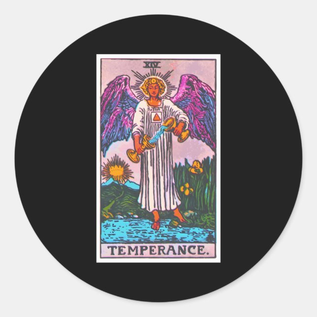 Temperance Tarot Card Psychisch okkultisch metaphy Runder Aufkleber (Vorderseite)