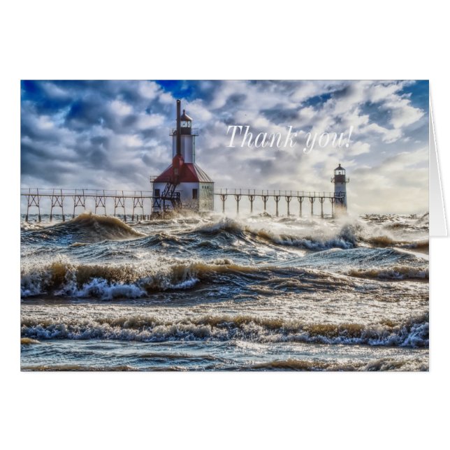 Tempête Au Carte de remerciements Du Phare St Jose (Devant Horizontal)