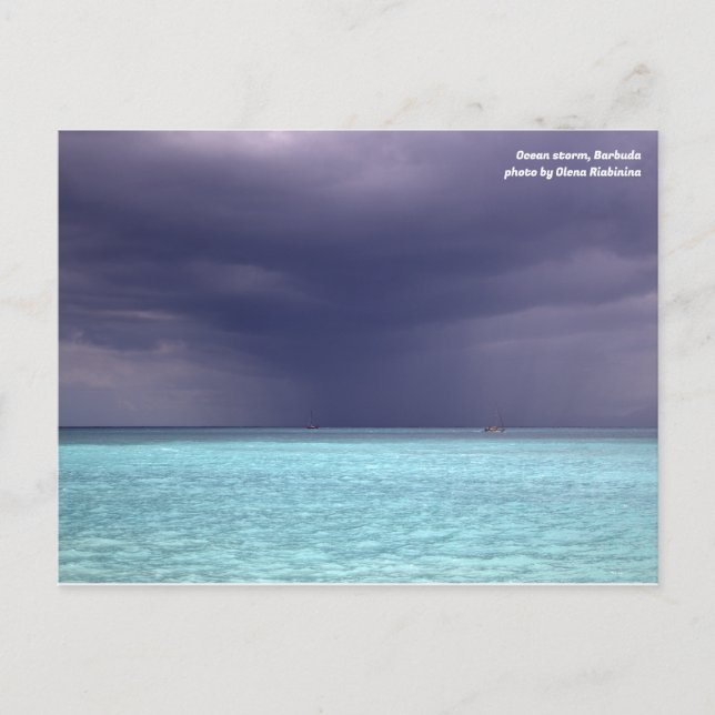 Tempête de mer à Barbuda carte postale (Devant)