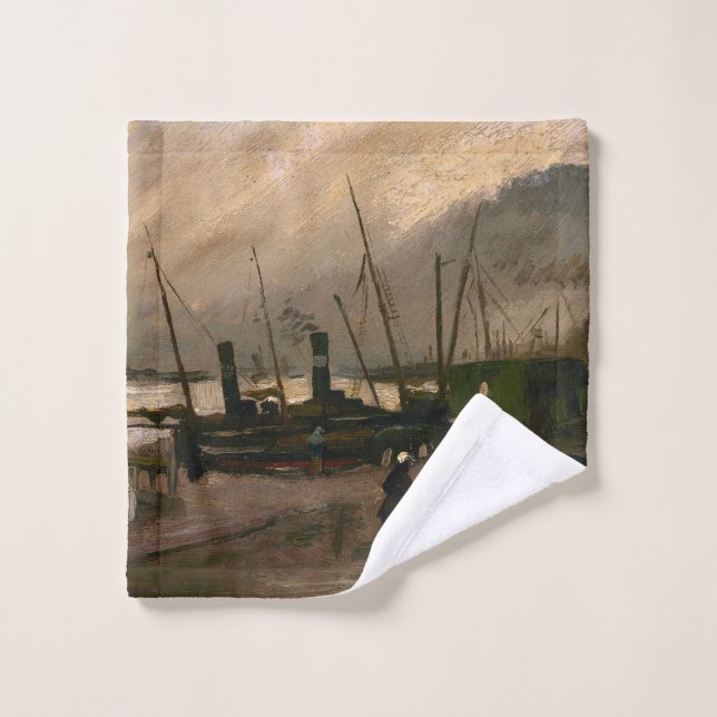 Tempête portuaire des pêcheurs d'Amsterdam par Vin (Gant de toilette)