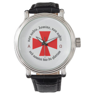 Templar Knight Alpha-Omega Non Nobis Domine Armbanduhr